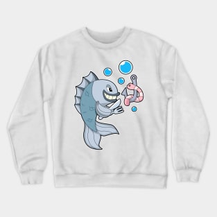 Fish with Fish hook & Worm Crewneck Sweatshirt